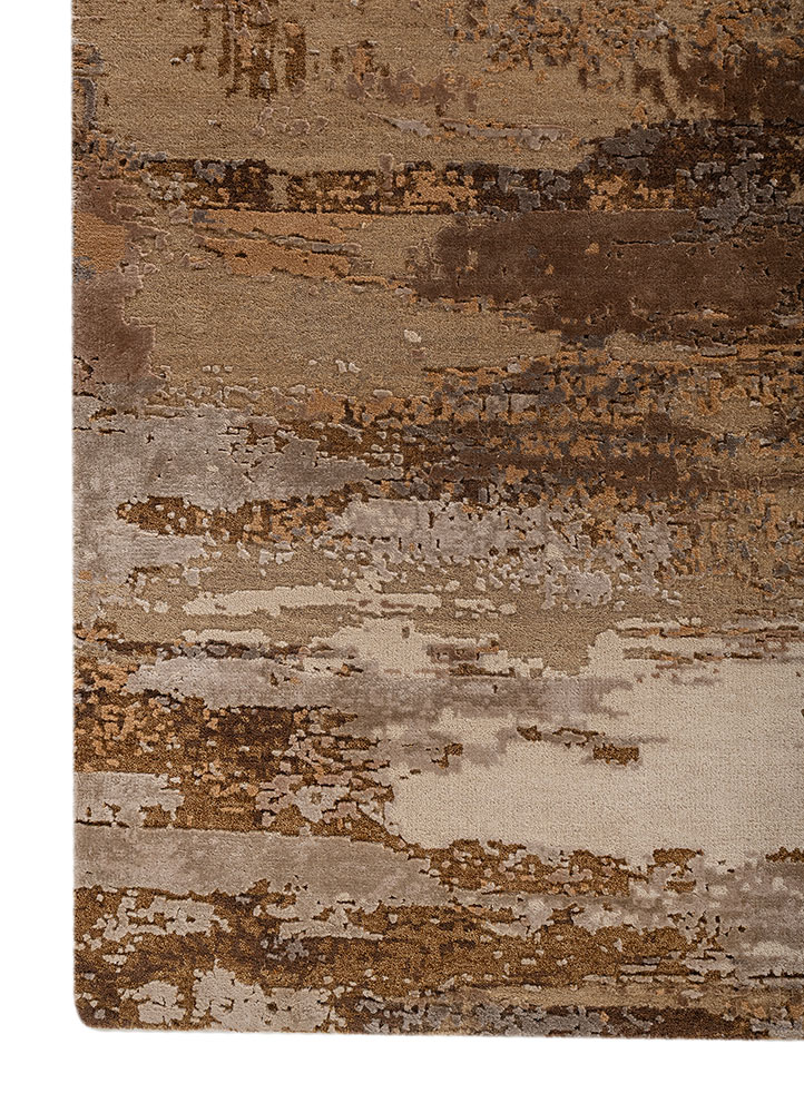 aprezo red and orange wool and bamboo silk hand knotted Rug - Corner