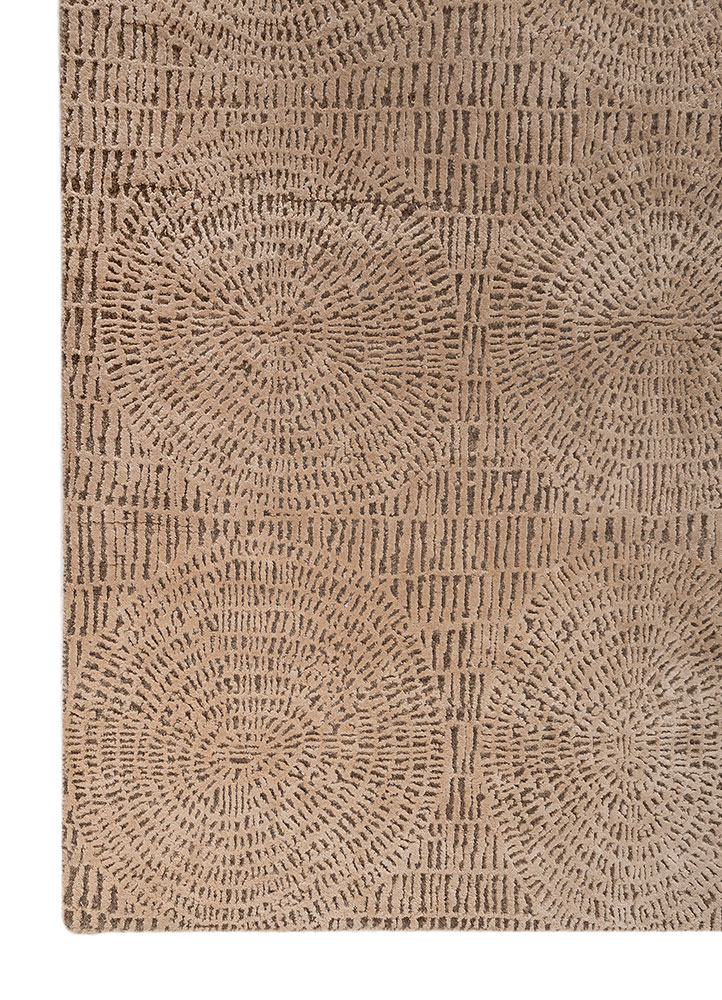 azalea beige and brown wool and bamboo silk hand knotted Rug - Corner