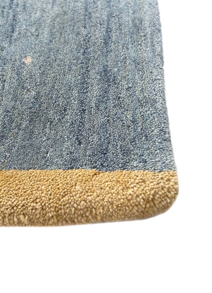 kolam blue wool and bamboo silk hand knotted Rug - Corner