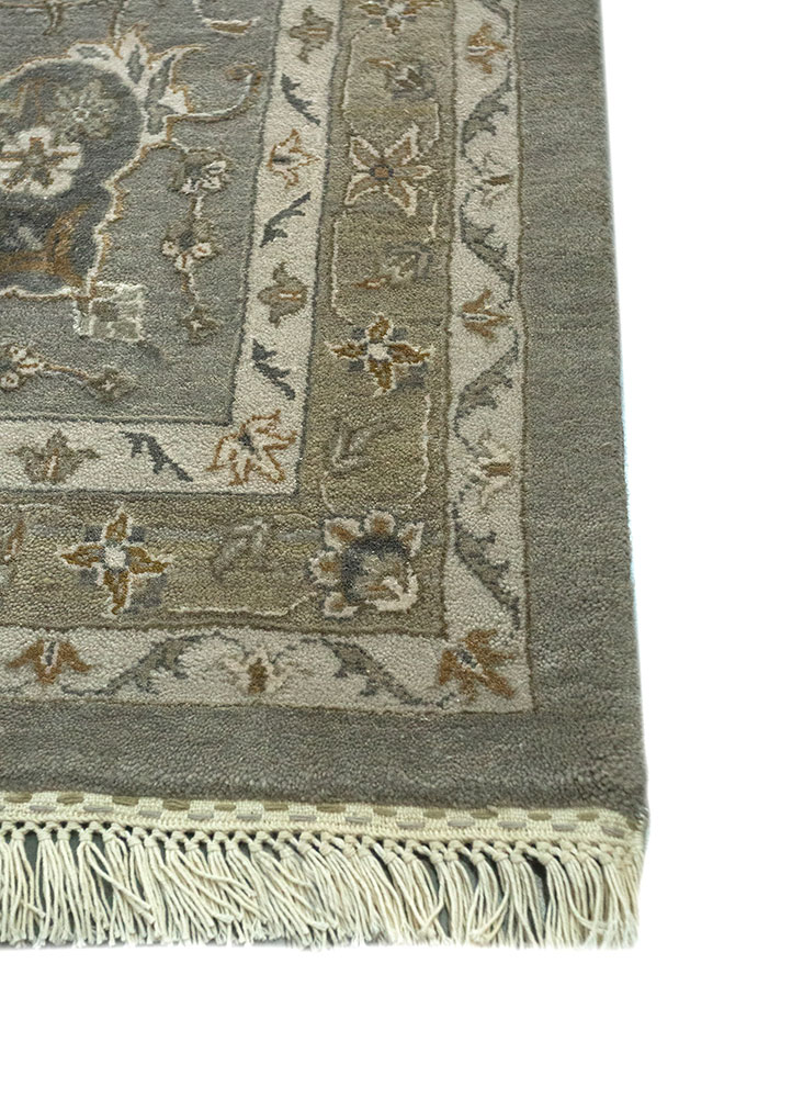aurora grey and black wool and bamboo silk hand knotted Rug - Corner
