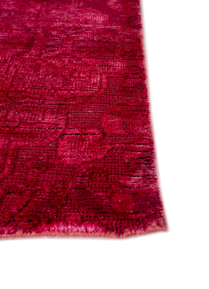 lacuna pink and purple wool and bamboo silk hand knotted Rug - Corner