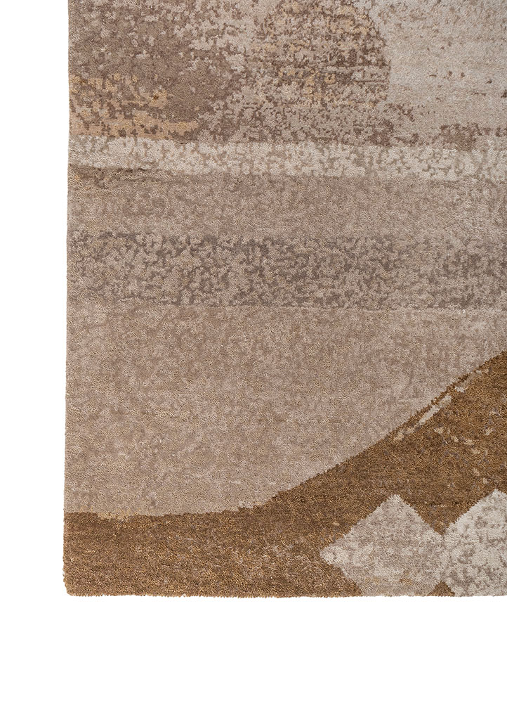 whispers of the desert ivory wool and bamboo silk hand knotted Rug - Corner