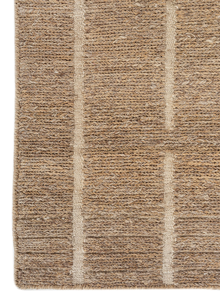 hula beige and brown jute and hemp hand knotted Rug - Corner