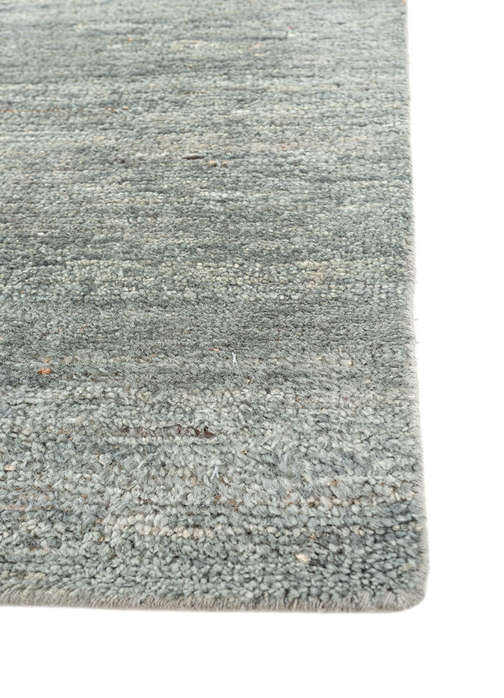 blythe blue wool hand knotted Rug - Corner