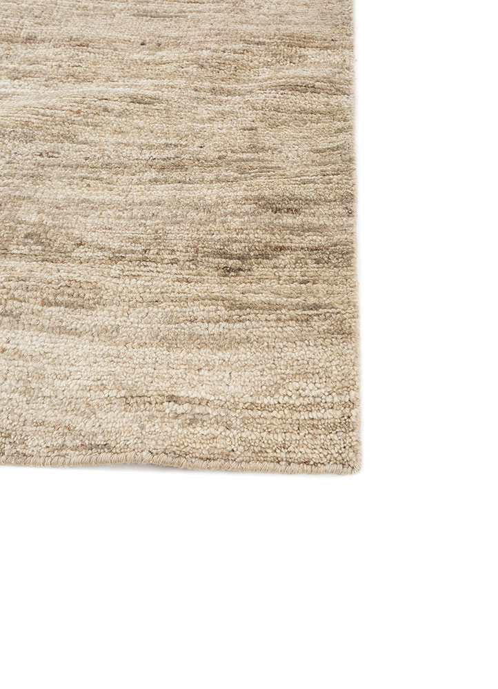 blythe beige and brown wool hand knotted Rug - Corner
