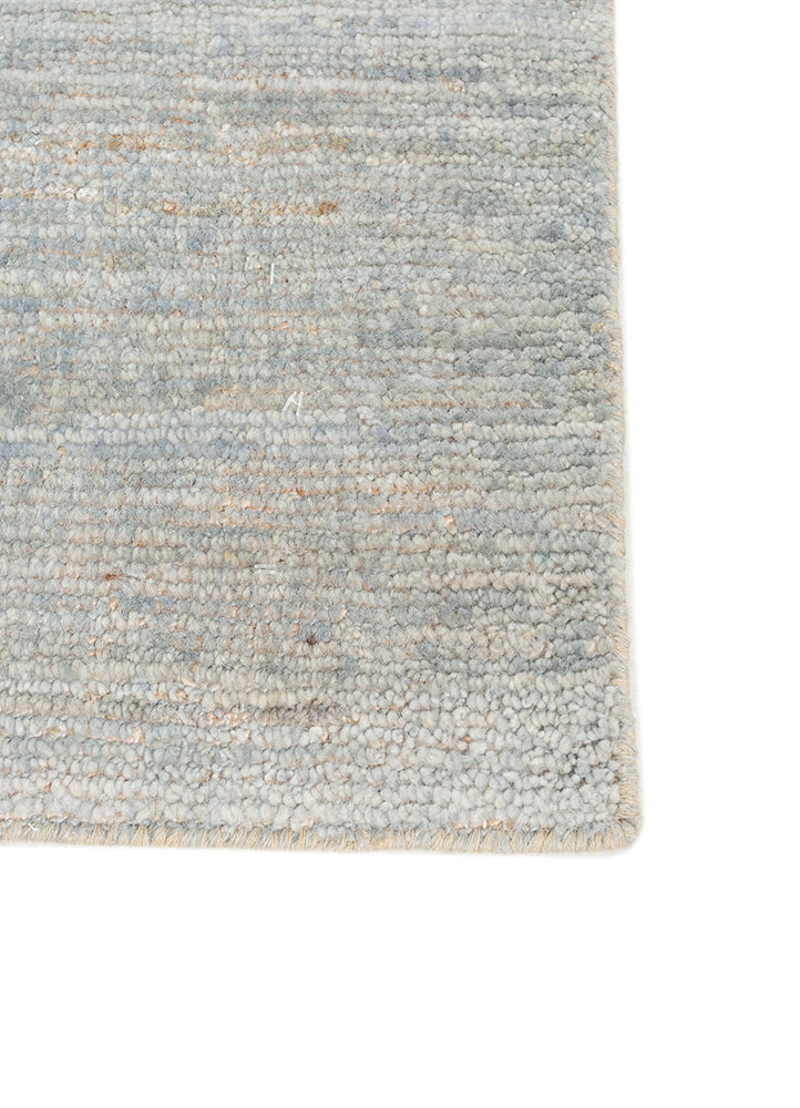 blythe blue afghan wool and jute hand knotted Rug - Corner