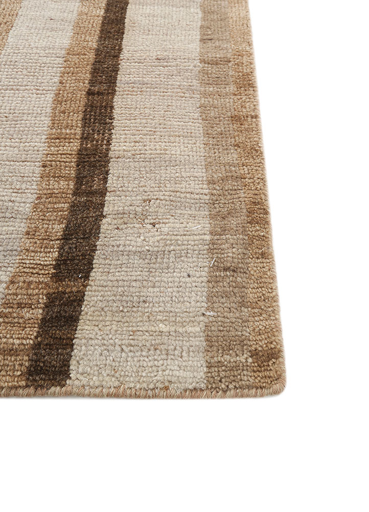 blythe beige and brown wool hand knotted Rug - Corner