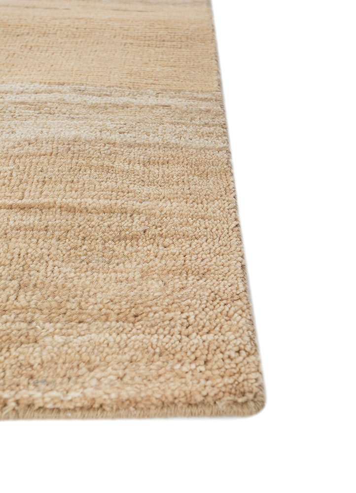 blythe beige and brown wool hand knotted Rug - Corner