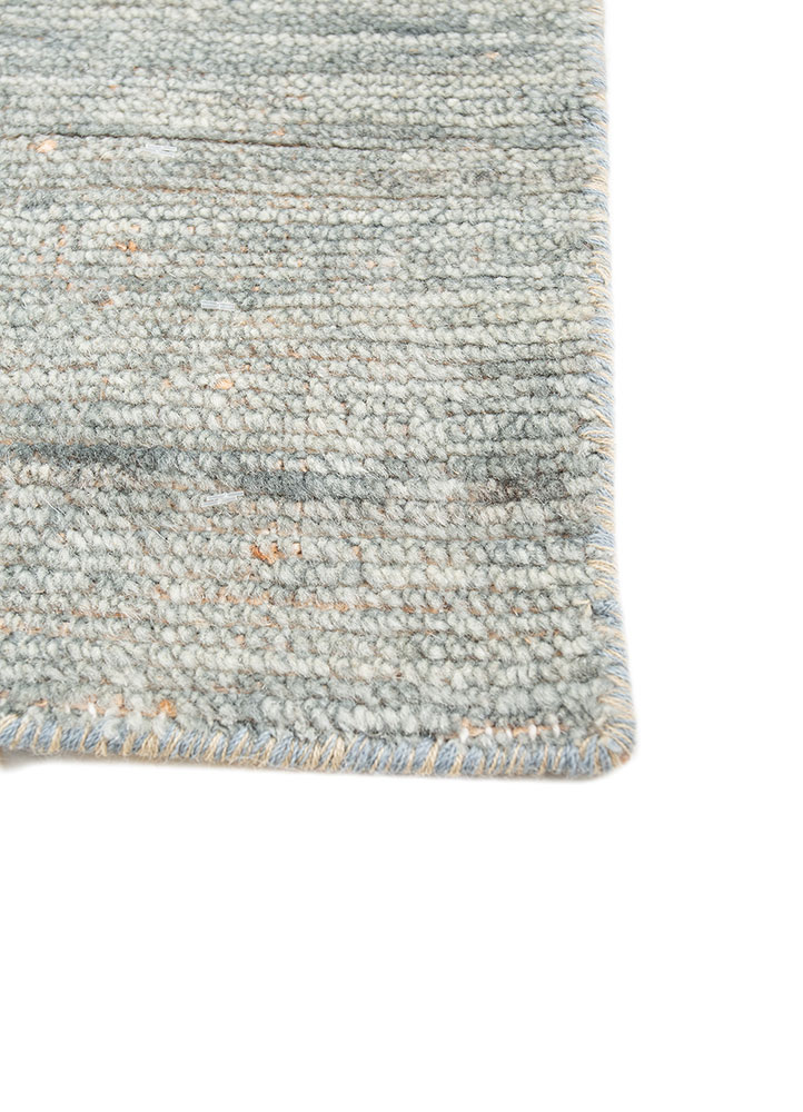 aprezo blue wool hand knotted Rug - Corner