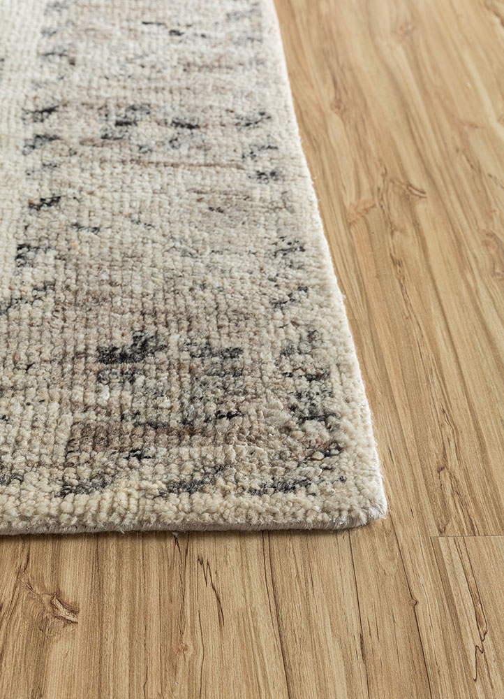 thyme beige and brown wool hand knotted Rug - Corner