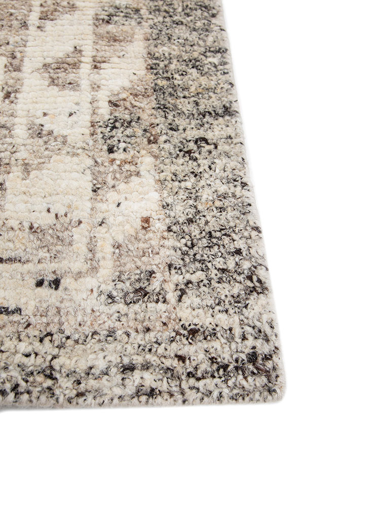 thyme grey and black wool hand knotted Rug - Corner
