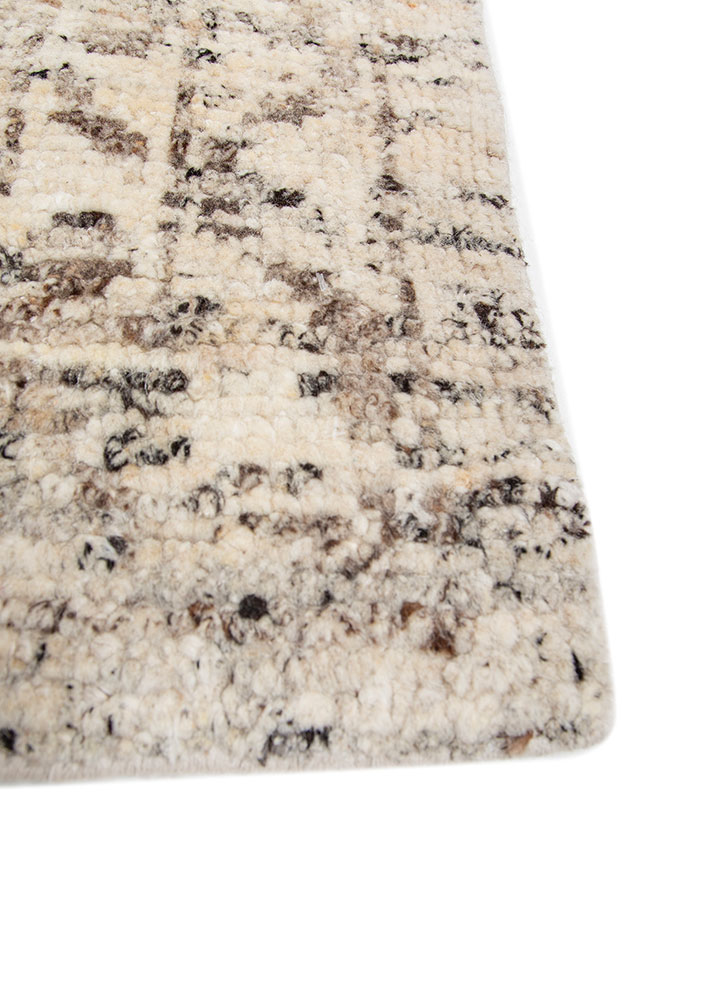 thyme beige and brown wool hand knotted Rug - Corner