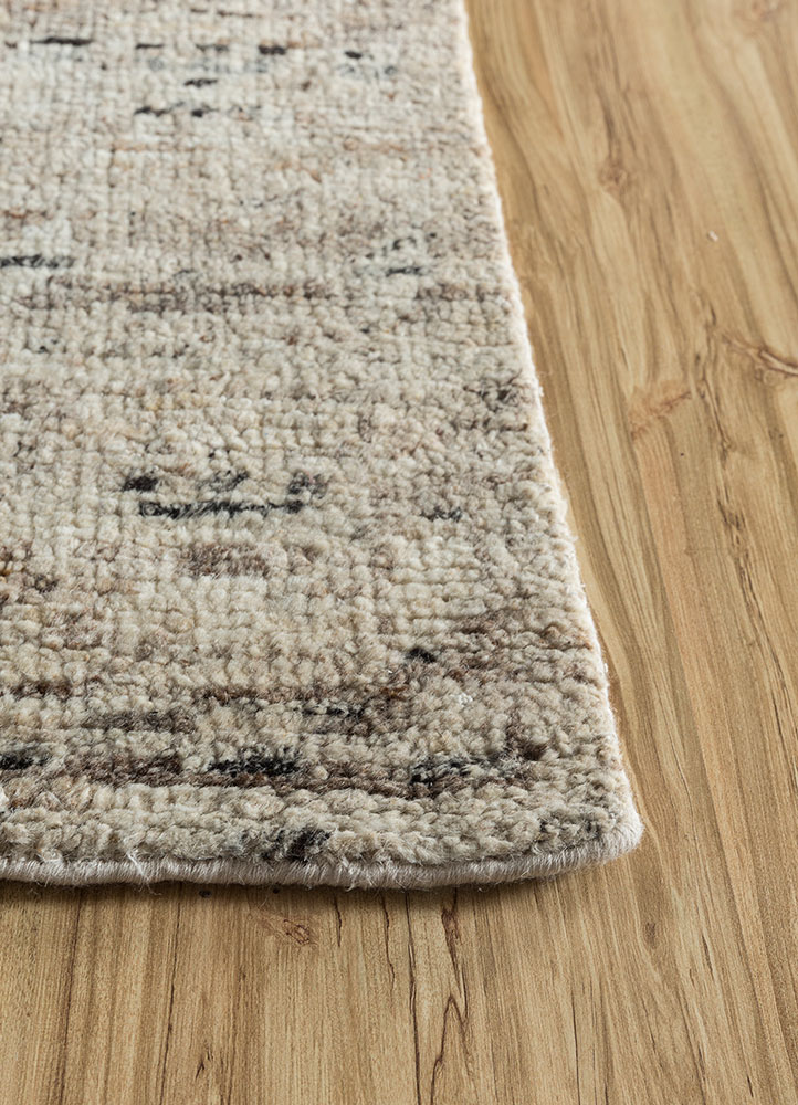 thyme beige and brown wool hand knotted Rug - Corner