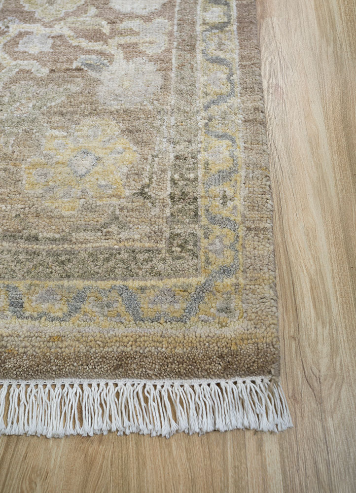 viscaya beige and brown wool hand knotted Rug - Corner