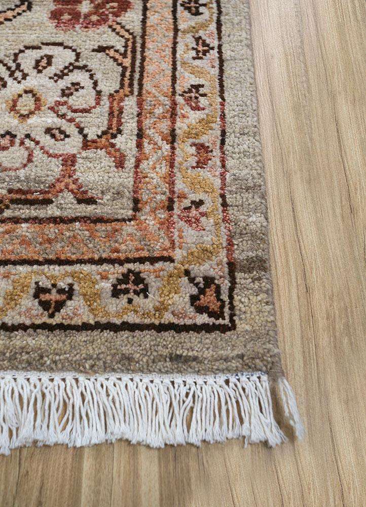 viscaya beige and brown afghan wool hand knotted Rug - Corner