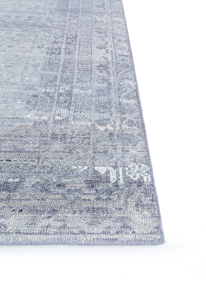 erbe blue wool hand knotted Rug - Corner