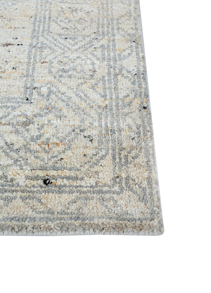 thyme beige and brown wool hand knotted Rug - Corner