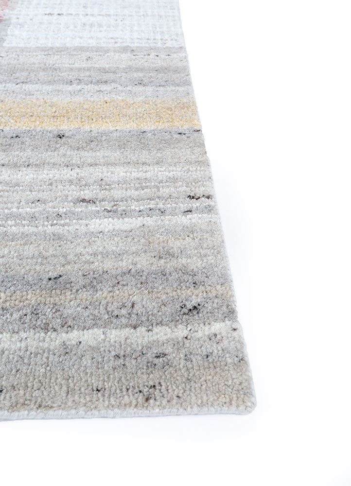 blythe beige and brown afghan wool hand knotted Rug - Corner