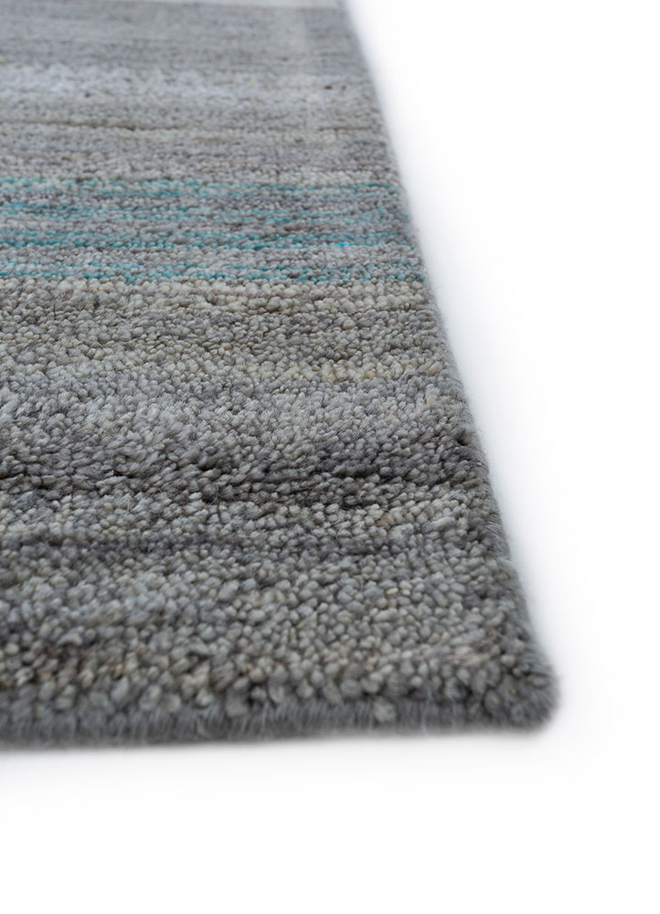 blythe blue wool hand knotted Rug - Corner