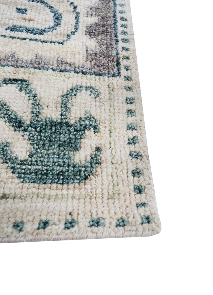 thyme blue wool hand knotted Rug - Corner