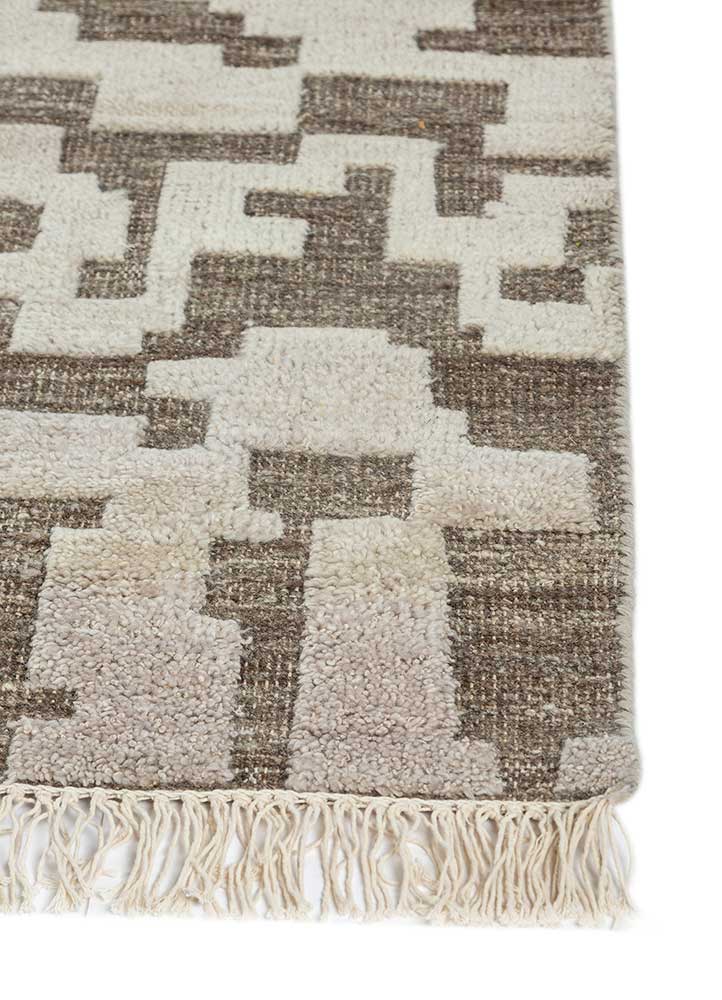 thyme beige and brown afghan wool hand knotted Rug - Corner