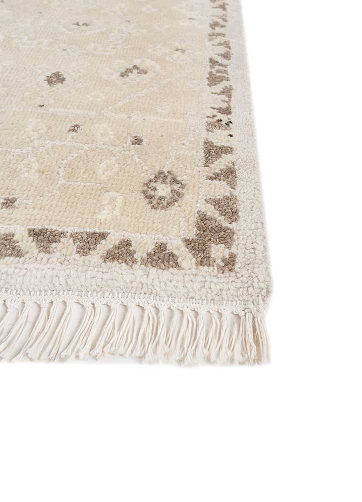 thyme ivory wool hand knotted Rug - Corner