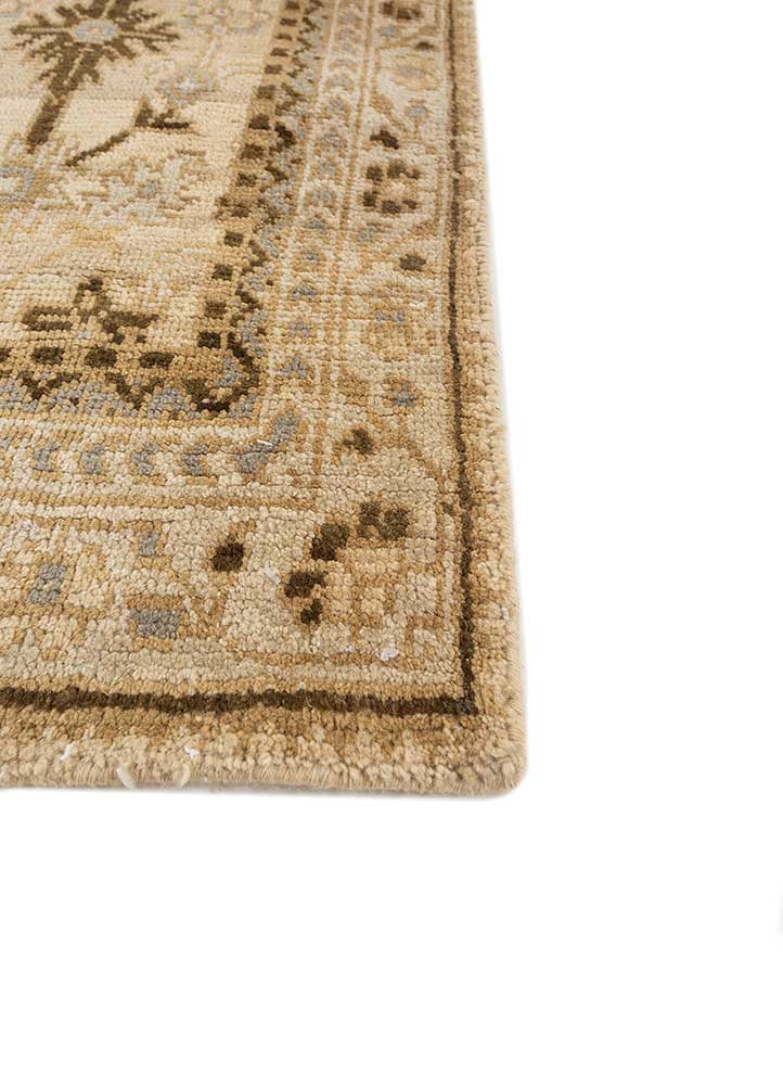 erbe gold wool hand knotted Rug - Corner