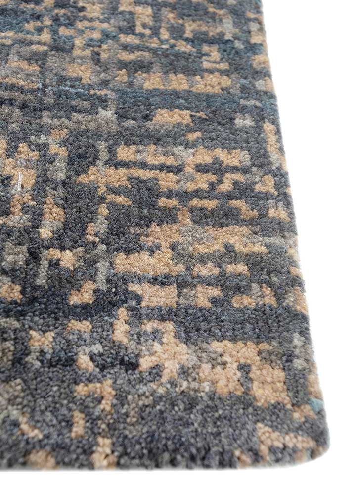uvenuti blue wool hand knotted Rug - Corner