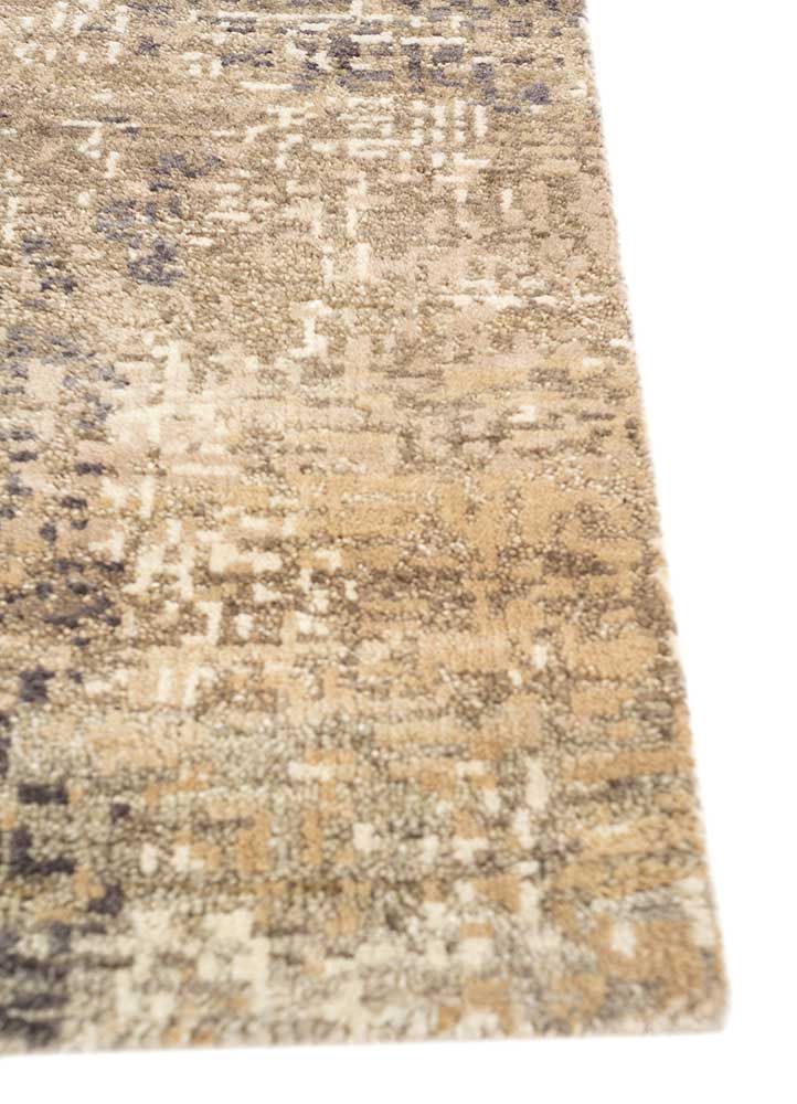 uvenuti beige and brown wool hand knotted Rug - Corner