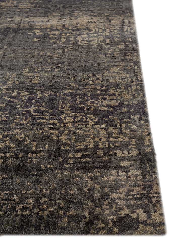 uvenuti grey and black wool hand knotted Rug - Corner