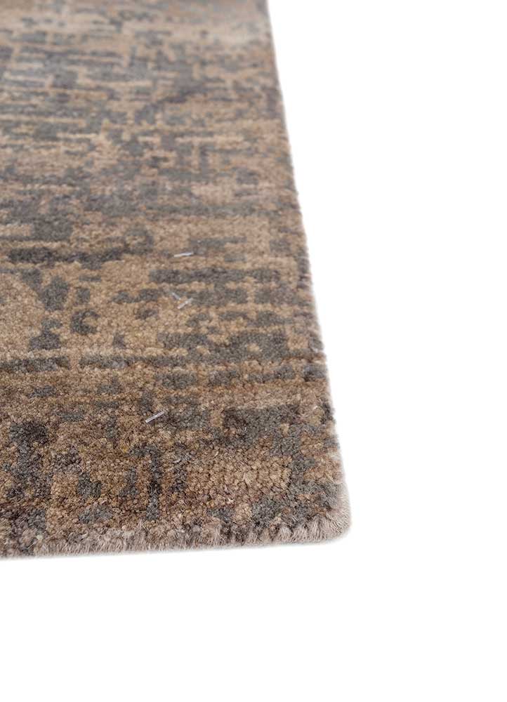 uvenuti beige and brown wool hand knotted Rug - Corner