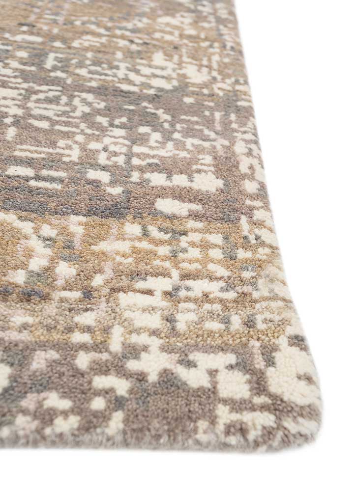 uvenuti beige and brown wool hand knotted Rug - Corner