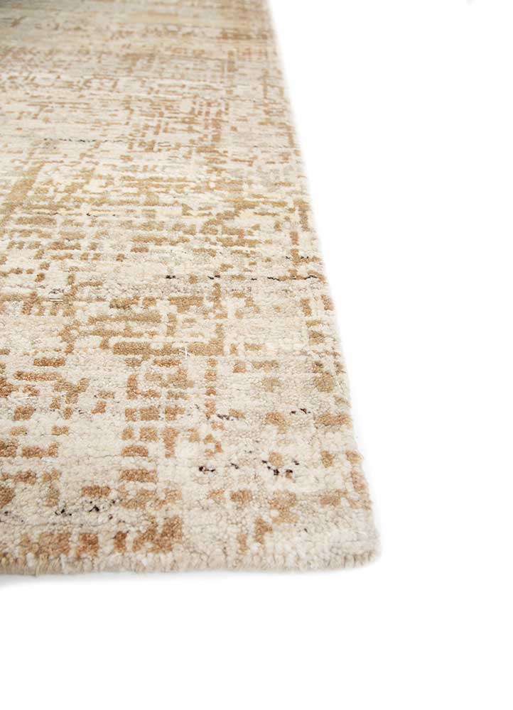 uvenuti beige and brown wool hand knotted Rug - Corner