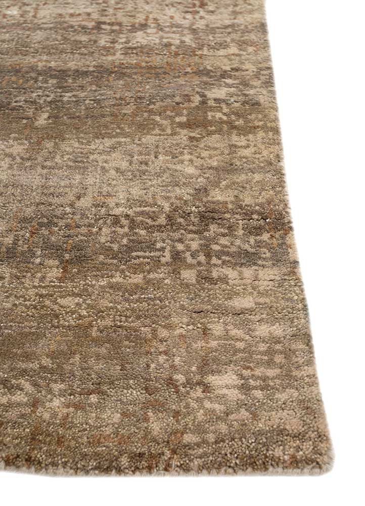 uvenuti beige and brown wool hand knotted Rug - Corner