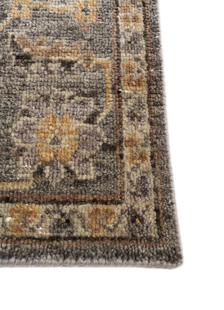 erbe grey and black wool hand knotted Rug - Corner