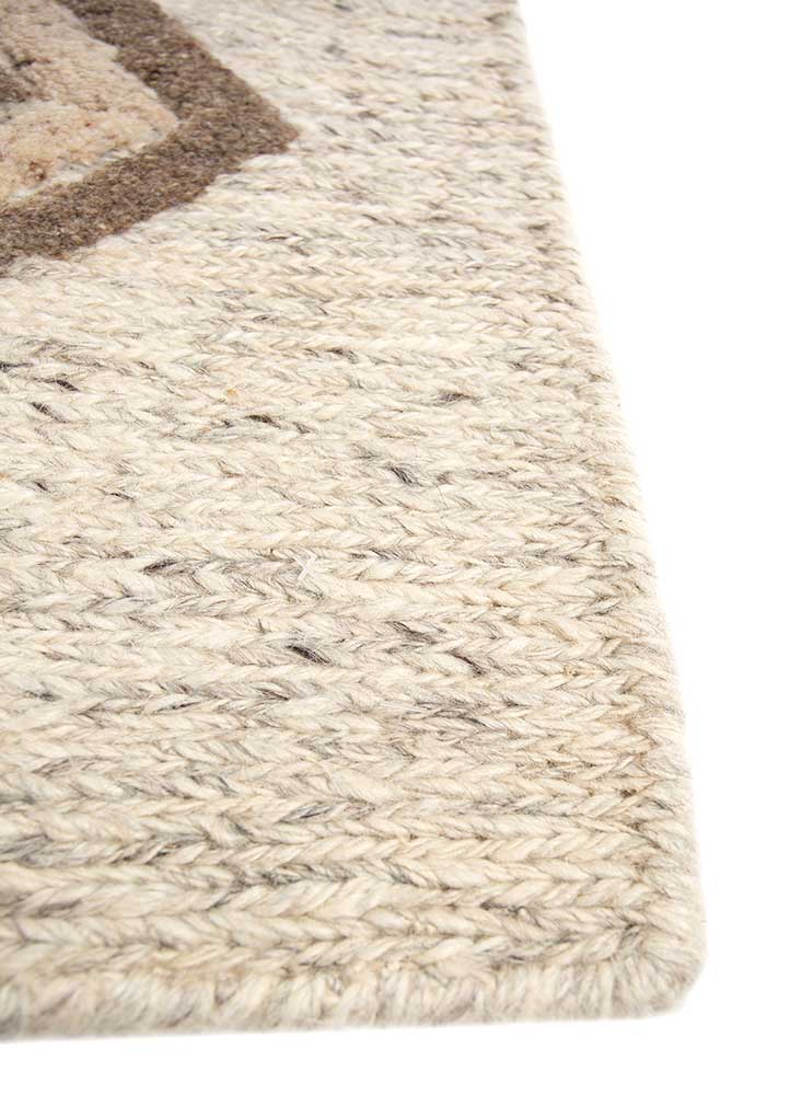 thyme ivory wool hand knotted Rug - Corner