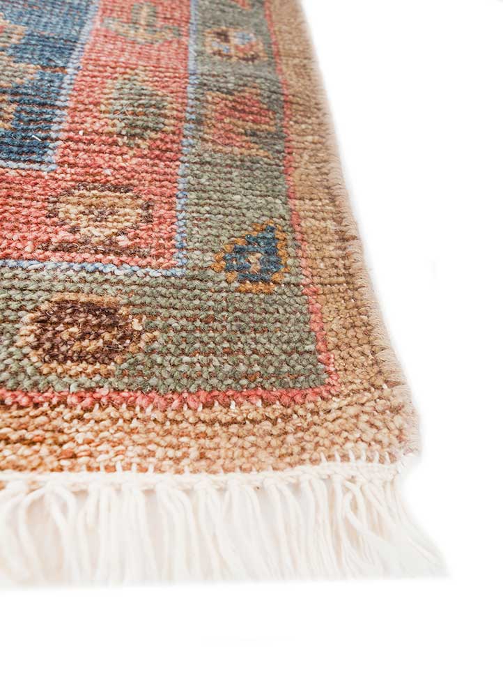 erbe beige and brown wool hand knotted Rug - Corner