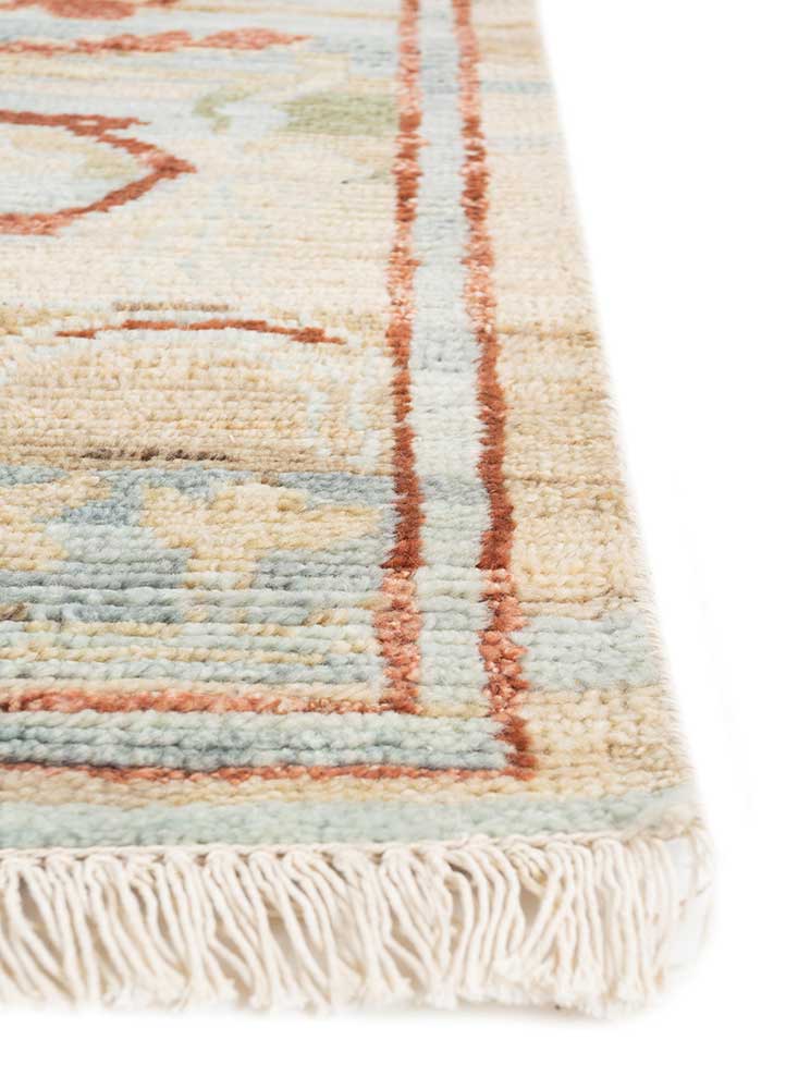 erbe gold wool hand knotted Rug - Corner