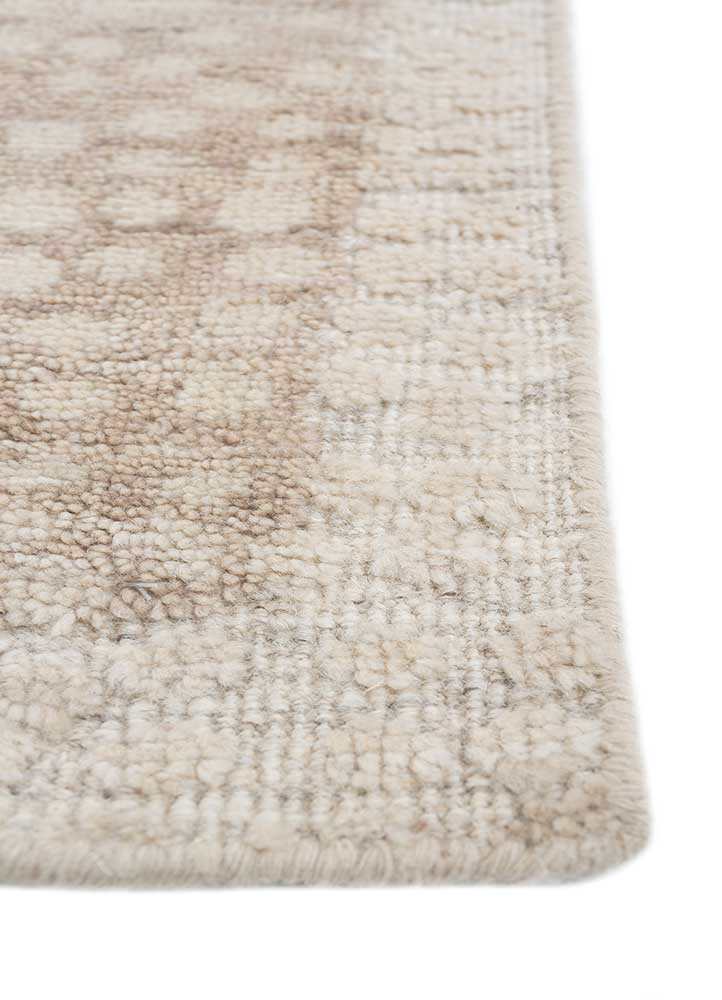 thyme beige and brown wool hand knotted Rug - Corner