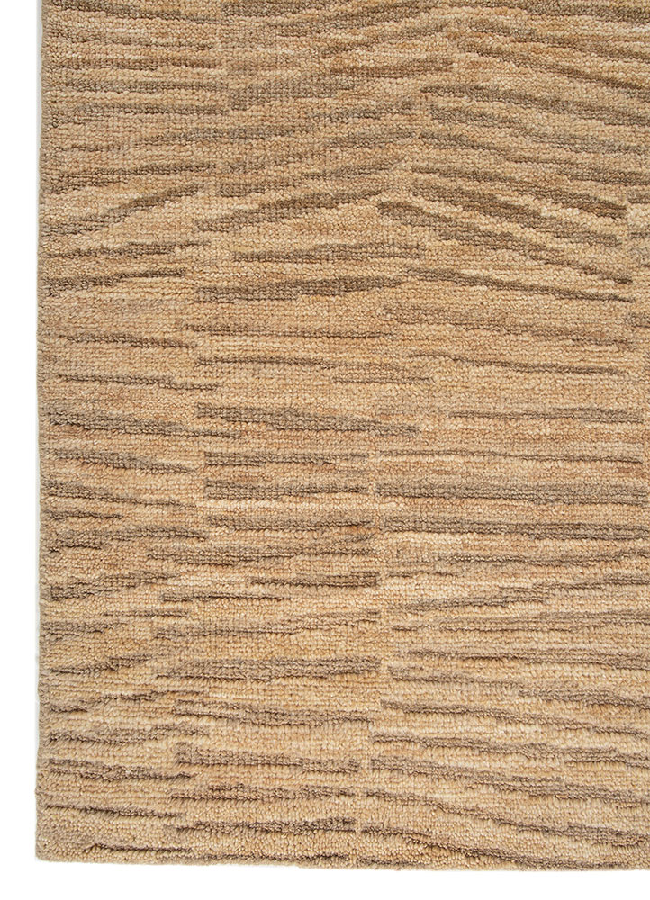 entropy beige and brown wool hand knotted Rug - Corner