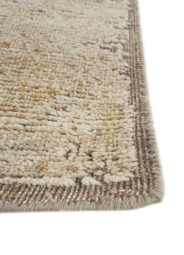 entropy beige and brown wool hand knotted Rug - Corner