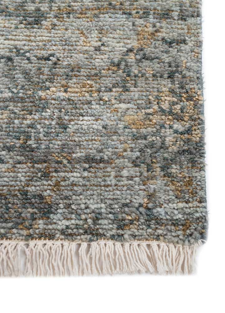 entropy blue wool hand knotted Rug - Corner