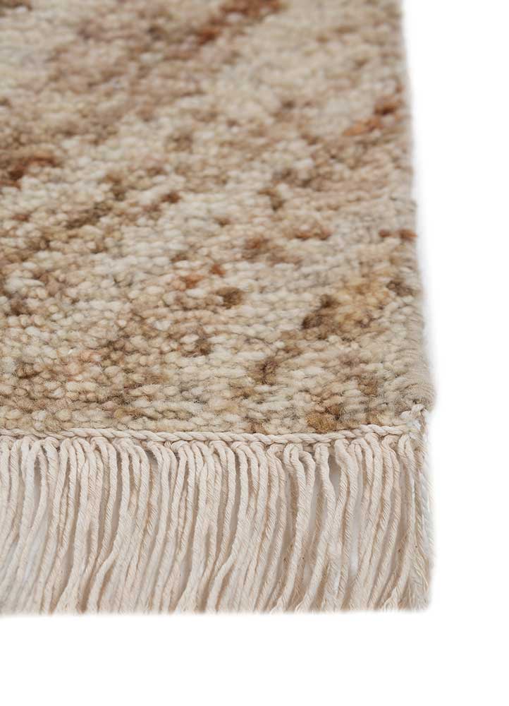 entropy gold wool hand knotted Rug - Corner