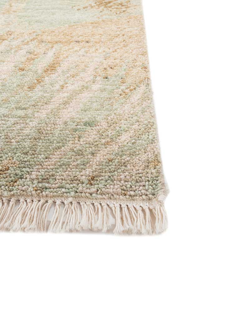 entropy ivory wool hand knotted Rug - Corner