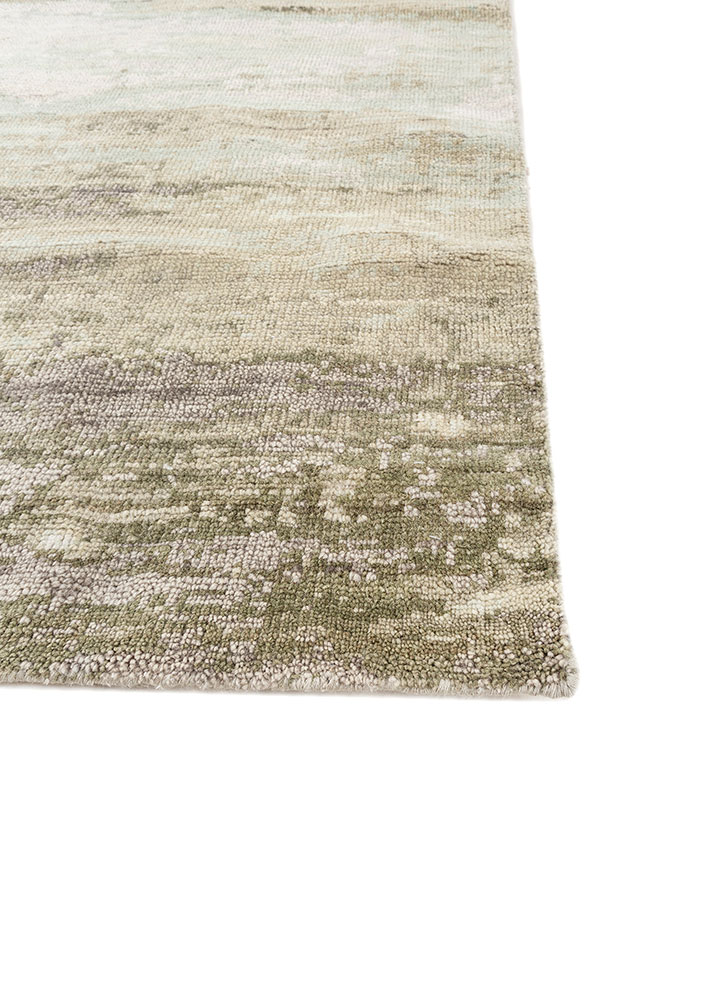 entropy blue wool hand knotted Rug - Corner