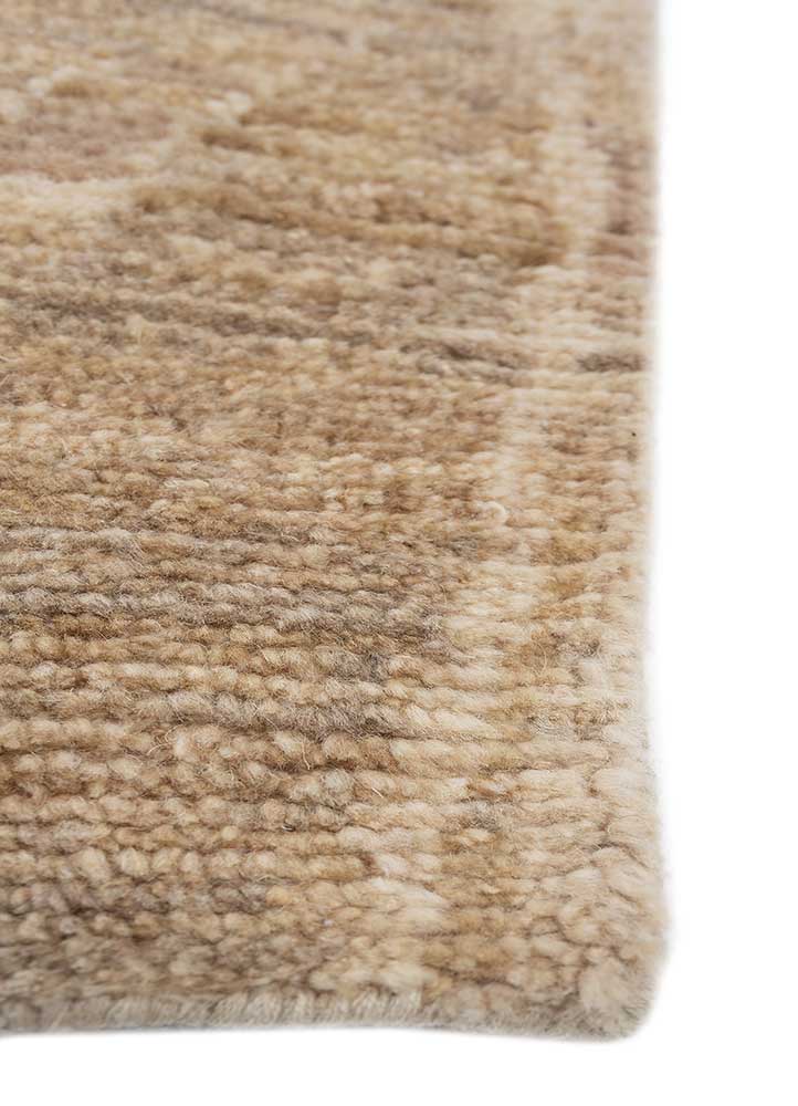 manifest beige and brown wool hand knotted Rug - Corner