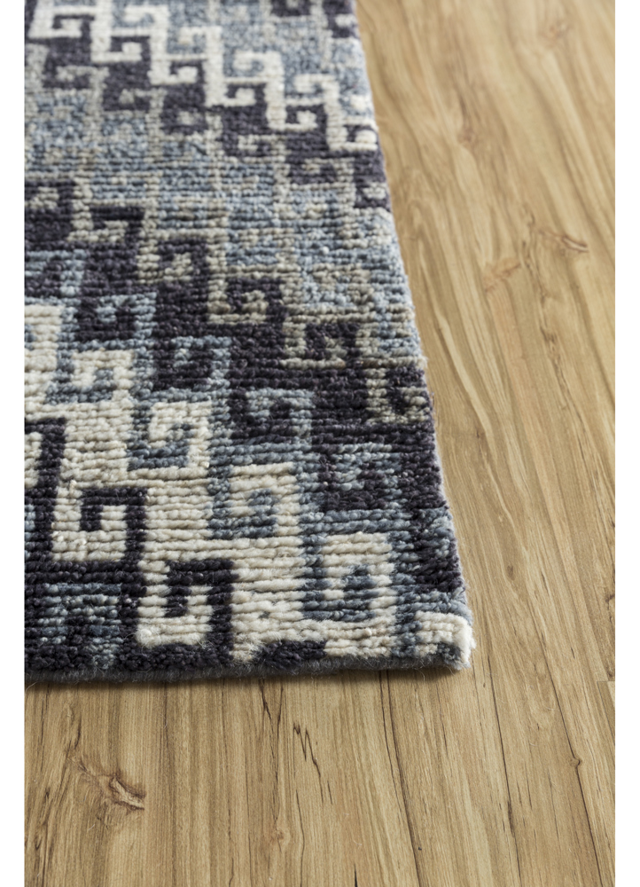 savana grey and black afghan wool hand knotted Rug - Corner