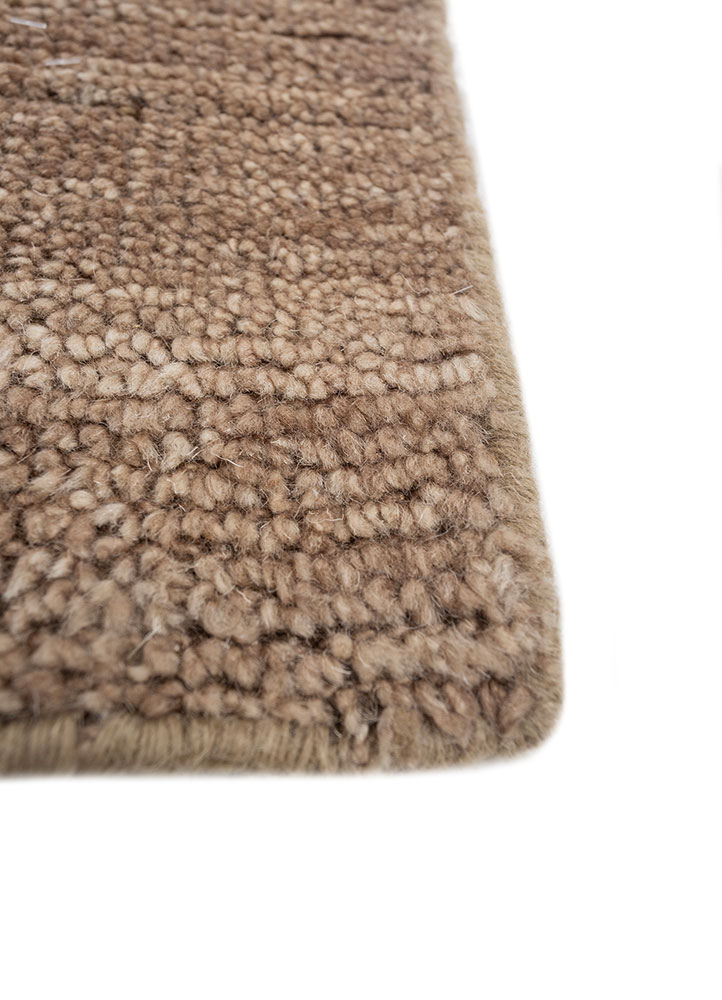 blythe beige and brown wool hand knotted Rug - Corner