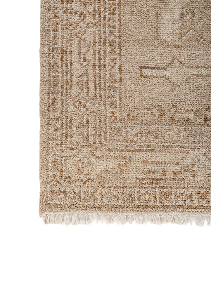 thyme beige and brown wool hand knotted Rug - Corner