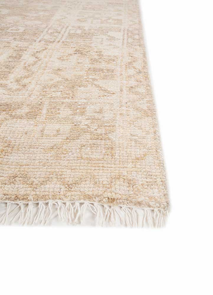 erbe beige and brown wool hand knotted Rug - Corner